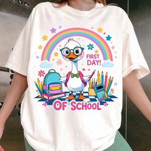 Funny Back To School Goose Png, Happy First Day Of School Png, Trendy School Kids Goose Png, Teacher Goose Png, Boys Girls School Shirt Png