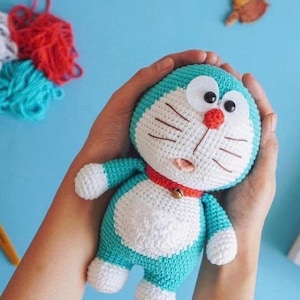 Crochet Doraemon Amigurumi Doll,Cute Doraemon Crochet Toy Tutorial,Handmade Crochet Doraemon Character Doll,Tiny Doraemon Amigurumi for Fans