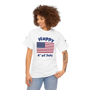 Patriotic 4th of July Unisex Tee, America Independence Day Shirt, Red White Blue Cotton T-Shirt, USA July 4th Apparel, Fourth of July Gift