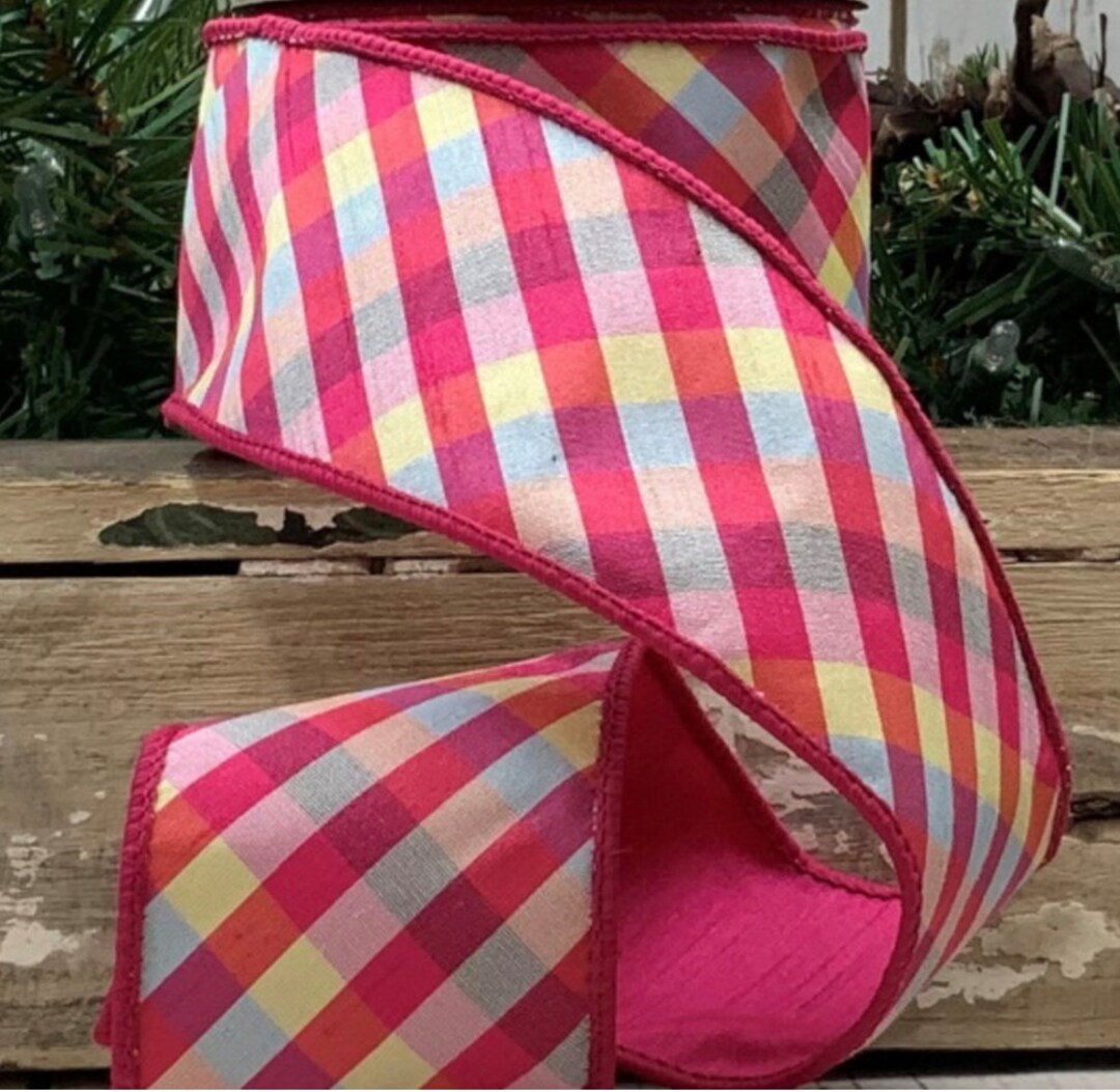 Easter Ribbon 2024 2.5 Taffeta Pink Plaid Etsy