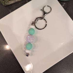 Seafoam Colored Beaded Keychain
