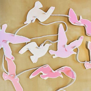 Bird Garland in Sunset Tones, Flying Bird Wall Decor, Nursery or Party Banner, Nature-Inspired Hanging