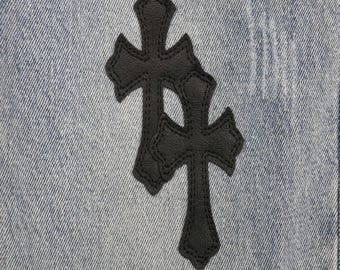 Cross Patch Designer Denim Jeans – Streetwear Style for Men