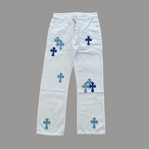 Hand Painted Style Distressed Slim Fit Jeans