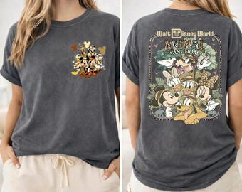 Retro Comfort Colors Mickey and Friends Safari 2 Sided Shirt, Disney Safari Mode Shirt, Animal Kingdom Safari Shirt, WDW Minnie Safari Shirt
