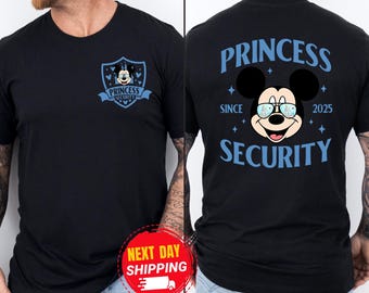 Retro Disneyland Dad Shirt: Two-Sided Mickey Mouse Princess Security