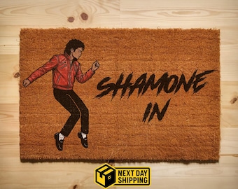 Shamone In Doormat Funny 80s Pop Culture Welcome Doormat, Retro Dancer Entrance Decor Music Lover Housewarming Gift Coir Front Door Mat