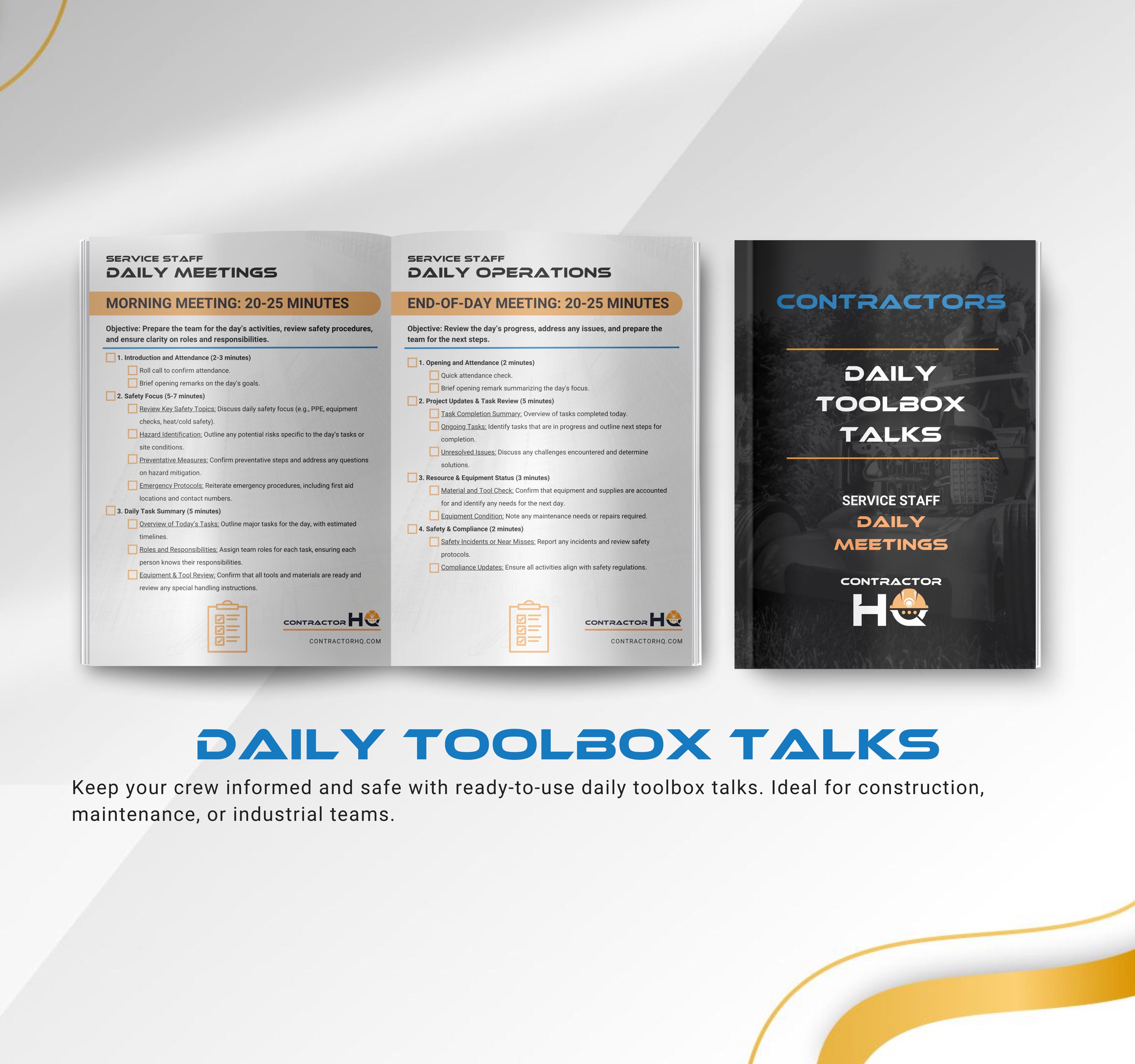 Daily Toolbox Talks Template, Safety Meeting Log Google Sheets or Docs ...