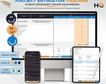 Project Estimator Tracker Tabelle, Google Sheets Vorlage für die Job-Kostenabschätzung, Budgetplaner für Freelancer, Sofort Download