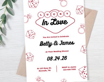 Editable Lucky In Love Wedding Shower Invite