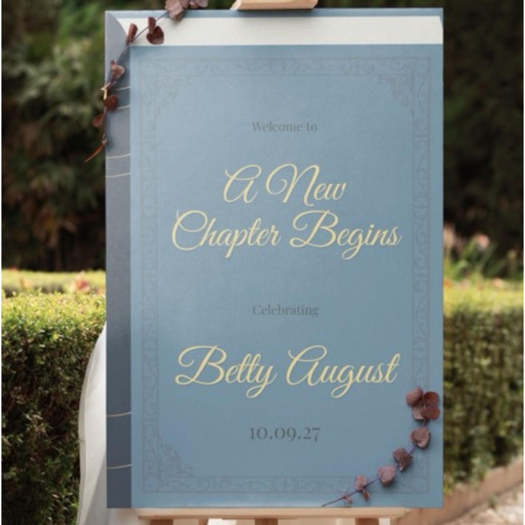 First Chapter Welcome Sign A New Chapter Begins Baby Shower Welcome Sign Template - Etsy