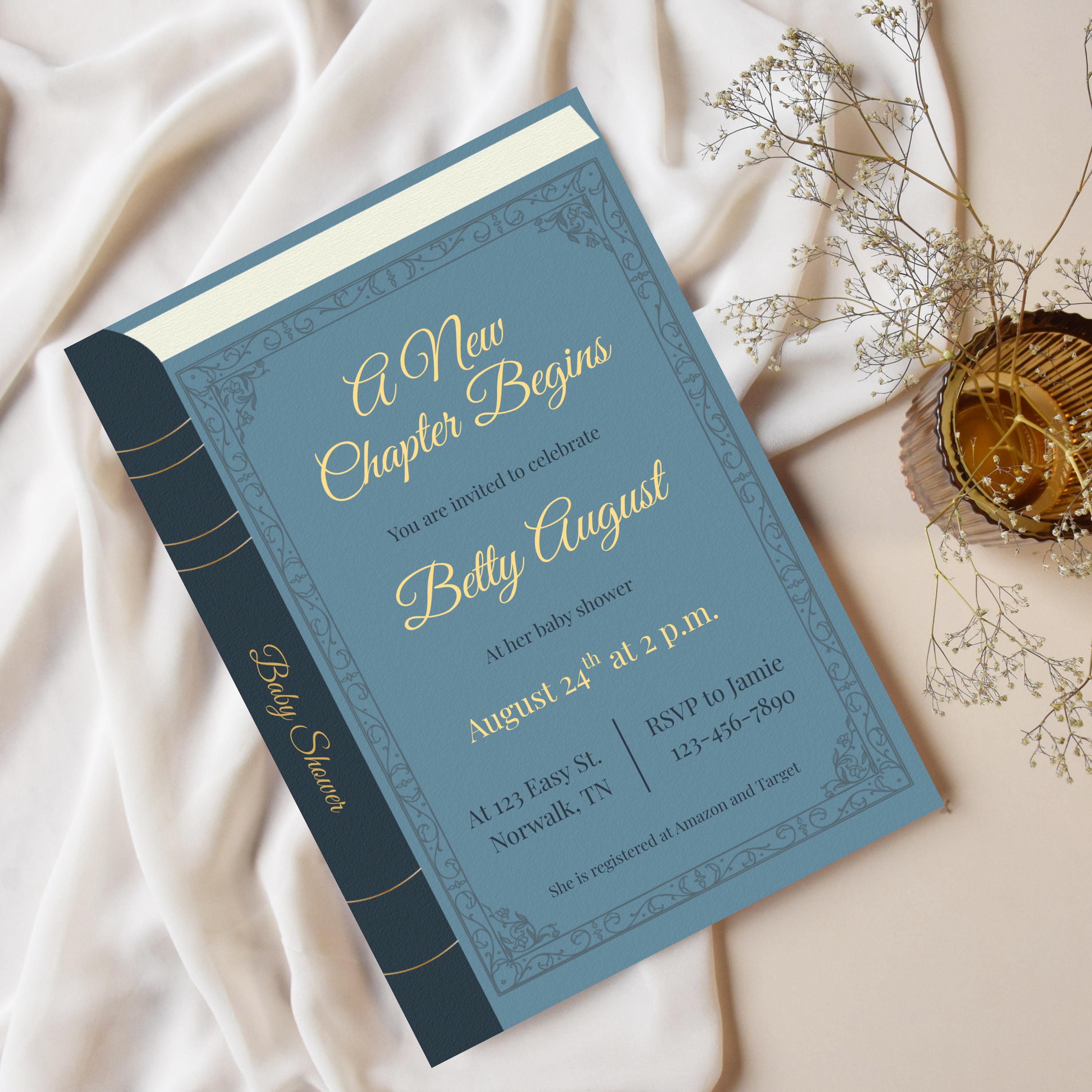 Editable A New Chapter Begins Baby Shower Invite - Etsy
