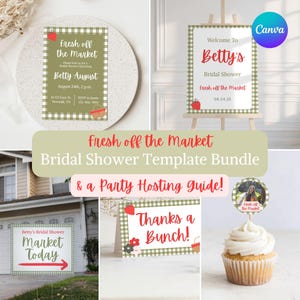 Fresh off the Market Bridal Shower Bundle - Editable Template - Shower Planning Checklist
