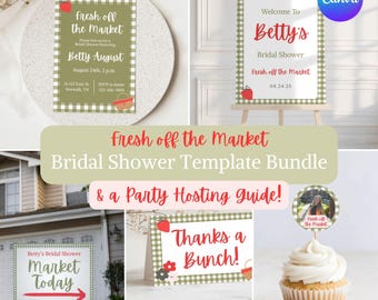 Fresh off the Market Bridal Shower Bundle - Editable Template - Shower Planning Checklist