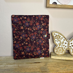 Moody Plum Floral Book Sleeve with closure
