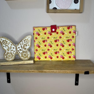Yellow Strawberries Book Sleeve with closure