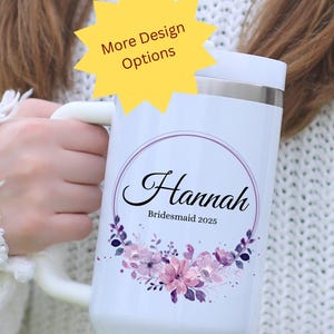 Personalized Bridesmaid Tumbler with Handle: Maid of Honor Gift