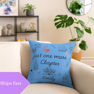 Just one more chapter pillow personalized book gift for book lover gift, bookish merch gift book pillow, cottagecore pillow bookish gift