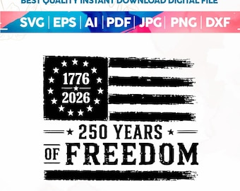Amerikas 250-årsjubileum PNG SVG, Patriotisk USA-flagga 1776-2026 Design, 4 juli självständighetsdagen sublimering, Direktnedladdning, Cricut