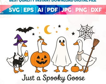 Just a Spooky Goose SVG PNG,Funny Halloween Goose Png,Spooky Goose Halloween PNG,Goose in Halloween Costumes Sublimation,Cute Horror Svg