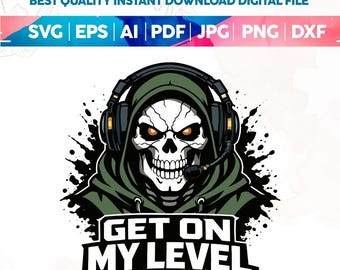 Kom på min nivå SVG PNG, Videospel PNG, Spelskelett Svg PNG, Spelälskare, Sarkastisk Skelett PNG, Rolig Gamer PNG, Gamerskjorta Svg, Cricut