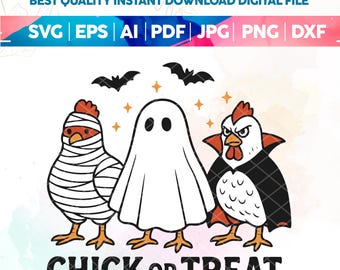 Funny Halloween Chicken Chick or Treat Graphic,Funny Fall Png,Kids Halloween Png,Trick Or Treat Svg Png,Funny Spooky Chicken Png,Cricut