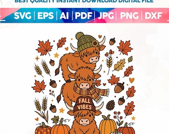 Highland Cow Fall SVG PNG,Funny Halloween Highland Cow Png,Spooky Highlander Cow Fall Sublimation Png,Thanksgiving Png Svg,Autumn Pumpkin
