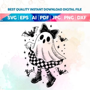 Halloween Ghost Bow SVG: Spooky Checkered Coquette Design (Digital Download)
