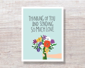 Bunch of Flowers Thinking of You - General Friendship, Sympathy Card, Condolence Card, Support Card - D479