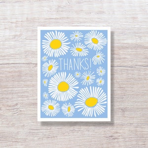 Abstract Daisy Thank You Cards, Single Card or Boxed Set, Hand Drawn - D411