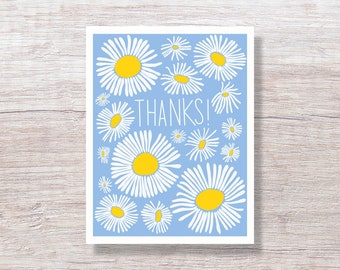 Abstract Daisy Thank You Cards, Single Card or Boxed Set, Hand Drawn - D411