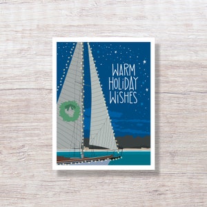 Holiday Sailboat Warm Weather - Single Card or Boxed Set Christmas Cards - H390