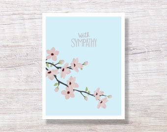 Condolence Card, Sympathy Card, Thinking of You Card - CHERRY BLOSSOM D336