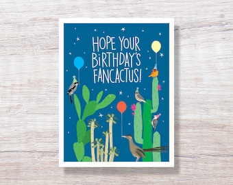 Fancactus Birthday Card, Desert Cactus Succulents, for him for her - D394