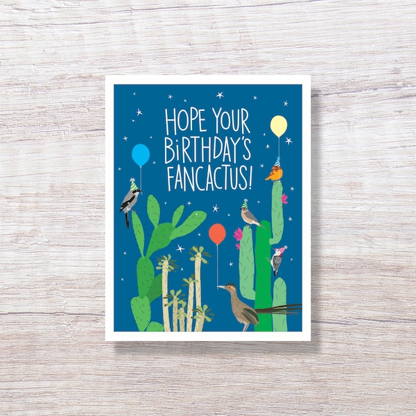 Fancactus Birthday Card, Desert Cactus Succulents, for him for her - D394