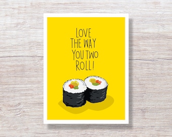 Funny Anniversary Card for Couple, Anniversary Card for Parents, Anniversary Card Funny, Anniversary Card Parents, SUSHI  - D199