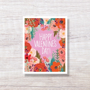 Floral Valentine's Day Card, blank inside for her, for girlfriend, for mom - H240