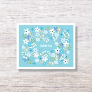 FLORAL Thank You Notes - Single Card or Boxed Set, Hand Drawn Cards - D364