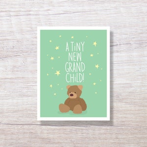 New Grand Child, New Baby Card, Gender Neutral Grand Parent Congratulations - D397