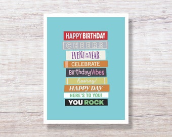 Stack of Birthday Books, Birthday Card For Book Lover, Reader - D390