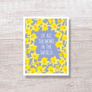 Floral Mother's Day card - hand drawn spring floral for mom for wife DAFFODILS - H136