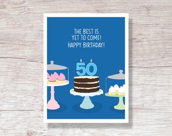 50th BIRTHDAY CARD, 50 Birthday, Fifty, Fiftieth, for mom for dad for grandmom for granddad - N50