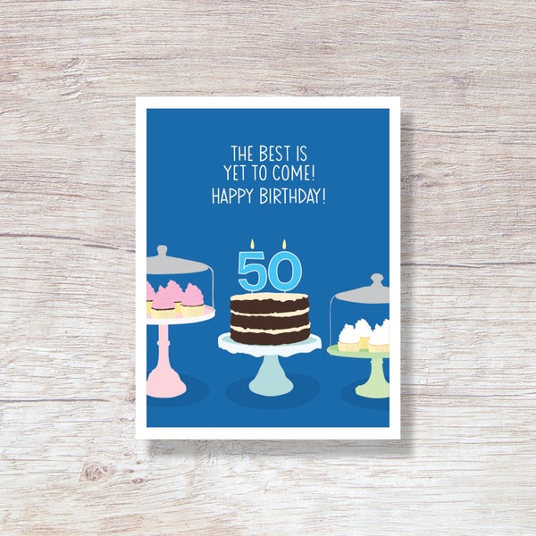 50th BIRTHDAY CARD, 50 Birthday, Fifty, Fiftieth, for mom for dad for grandmom for granddad - N50