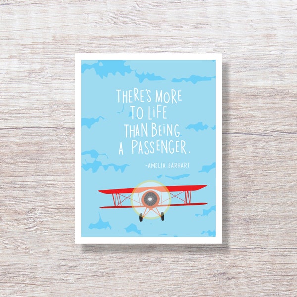 AMELIA EARHART Quote - Encouragement Card, Friendship Card, Inspiration Card - D376