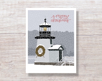 Christmas Lighthouse - Single Card or Boxed Set Christmas Cards - H336