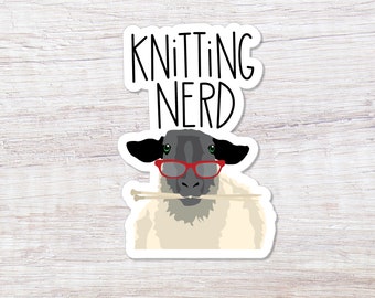 Knitting Nerd Sheep, Vinyl Sticker - ST158