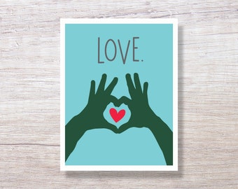 Heart Hands, Love Anniversary Card, For Him For Her, For Boyfriend For Girlfriend - D422