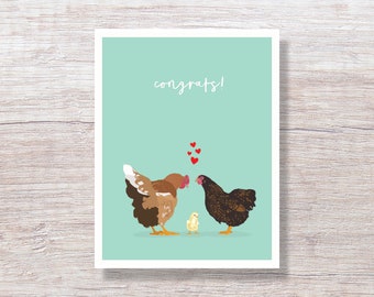 BABY CHICK New Baby Card, Gender Neutral Baby Boy Baby Girl Congratulations - D382