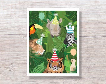 Birthday Jungle Modern Funny Birthday Card - D548