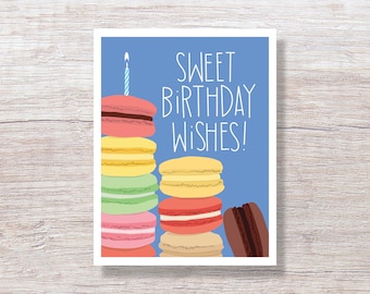 French Macaron, Illustrated Birthday Card - D460